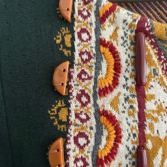 Anthropologie Knitted and Knotted Beaded Dress Green Yellow Size XS Peti… - Picture 9 of 16